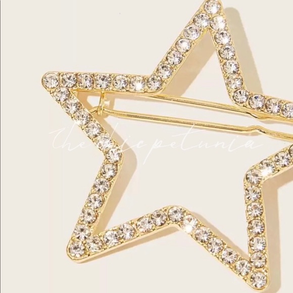 💫Moon & Star Hair Clip Set Gold Pavé - Picture 3 of 4